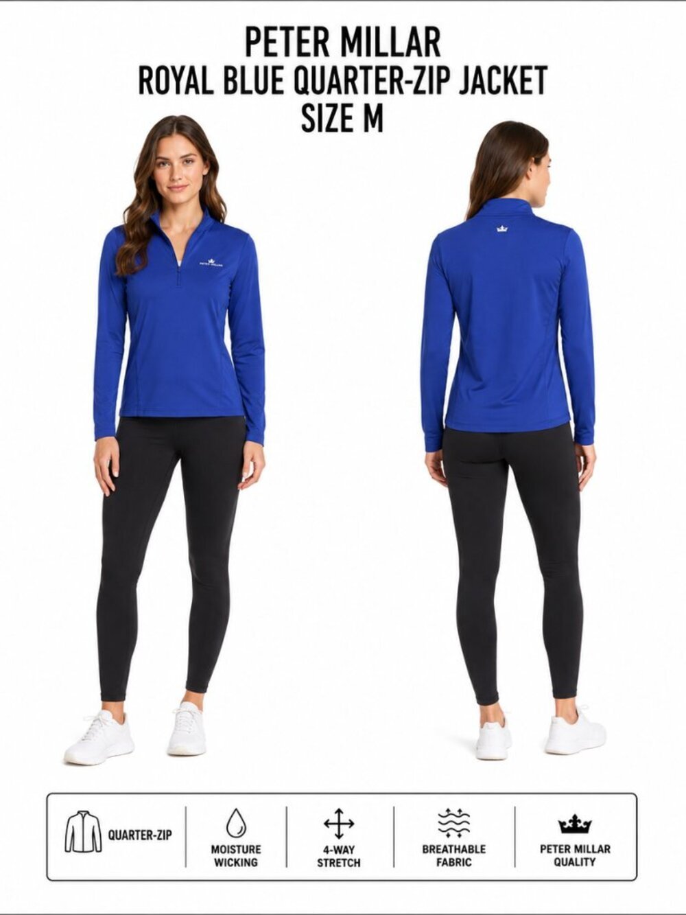 PETER MILLAR ROYAL BLUE QUARTER-ZIP PERFORMANCE JACKET SIZE M
